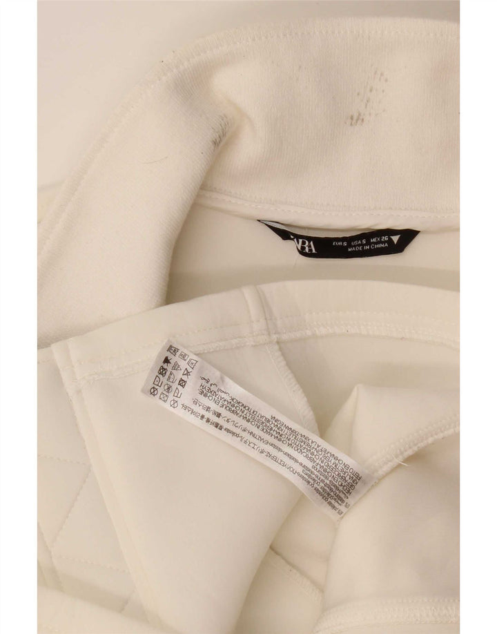 Женский бомбер Zara UK 10, маленький размер, белый полиэстер