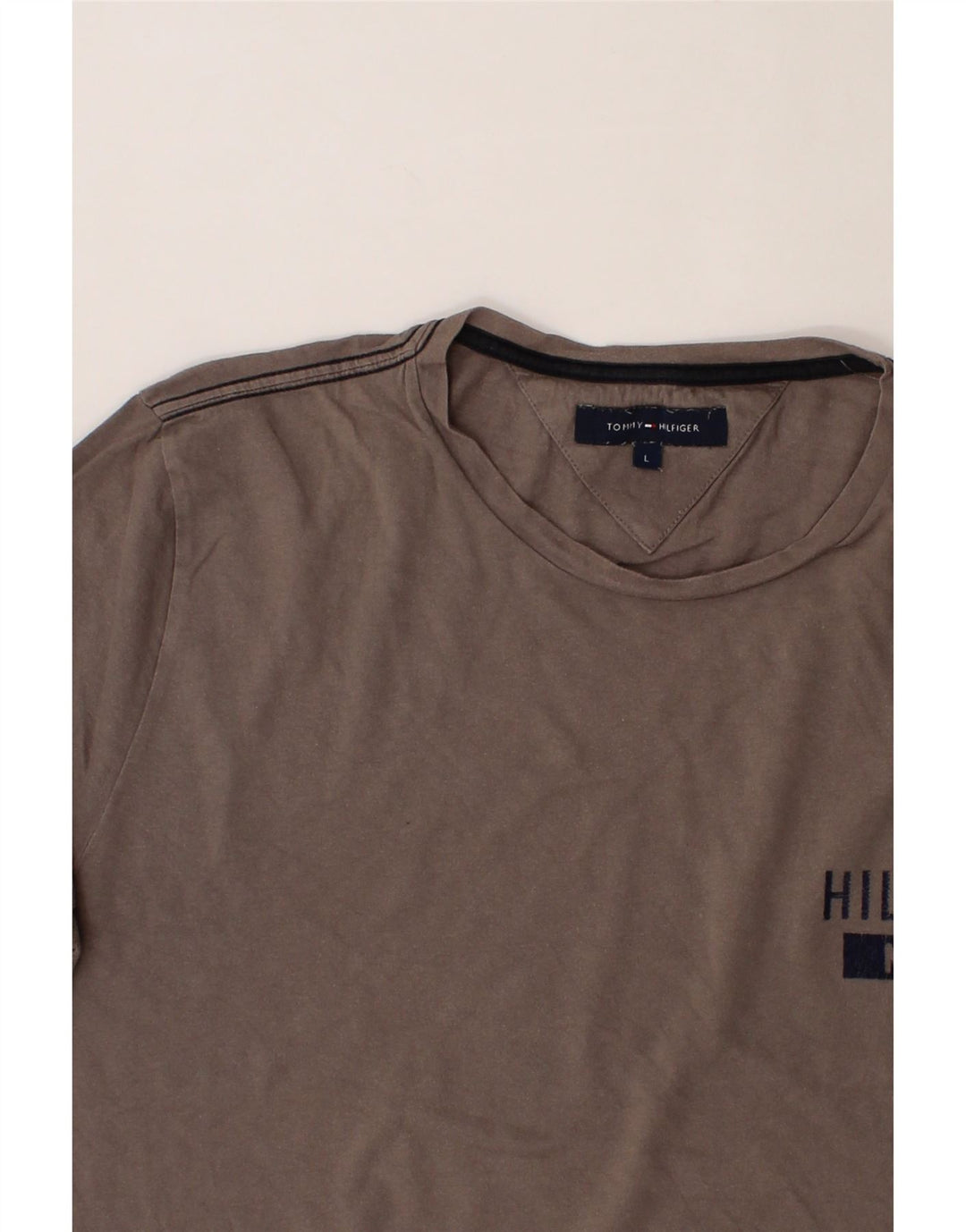 TOMMY HILFIGER Mens T-Shirt Top Large Grey Cotton Vintage Tommy Hilfiger and Second-Hand Tommy Hilfiger from Messina Hembry 