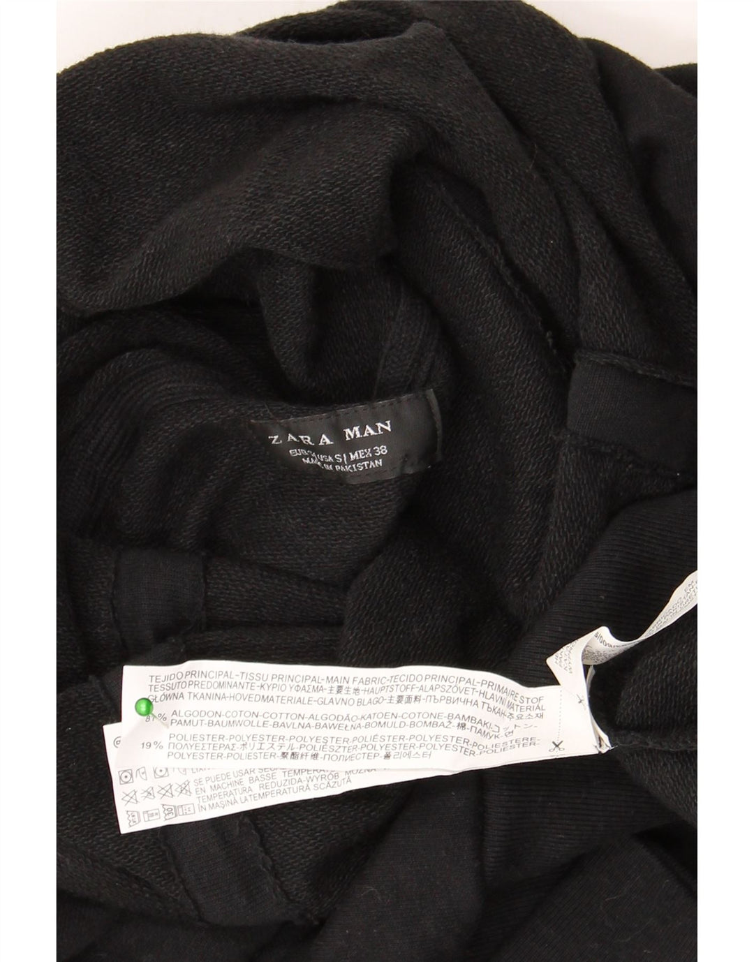 Мужской свитшот с высоким воротником Zara, маленький черный хлопковый джемпер
