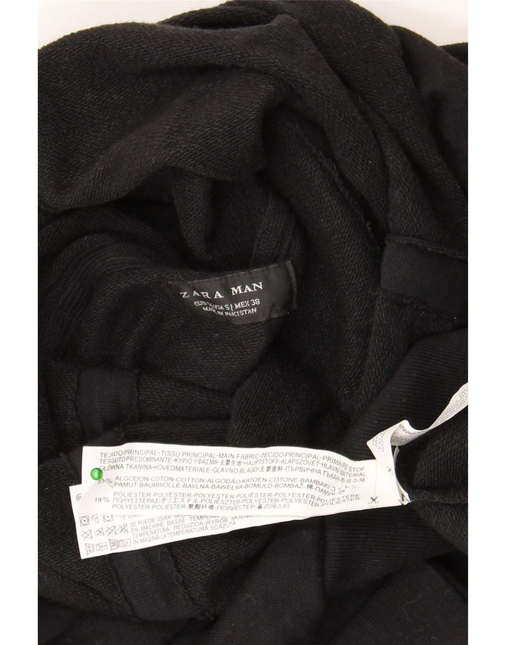 Мужской свитшот с высоким воротником Zara, маленький черный хлопковый джемпер