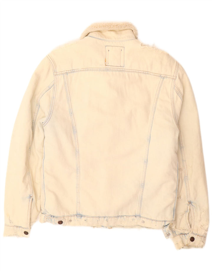 Мужская джинсовая куртка Zara Sherpa UK 36, маленькая, бежевый, хлопок
