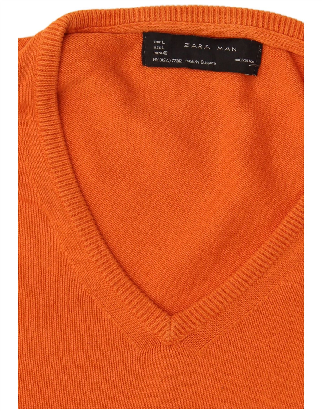 Мужской джемпер с v-образным вырезом Zara, большой оранжевый хлопковый свитер