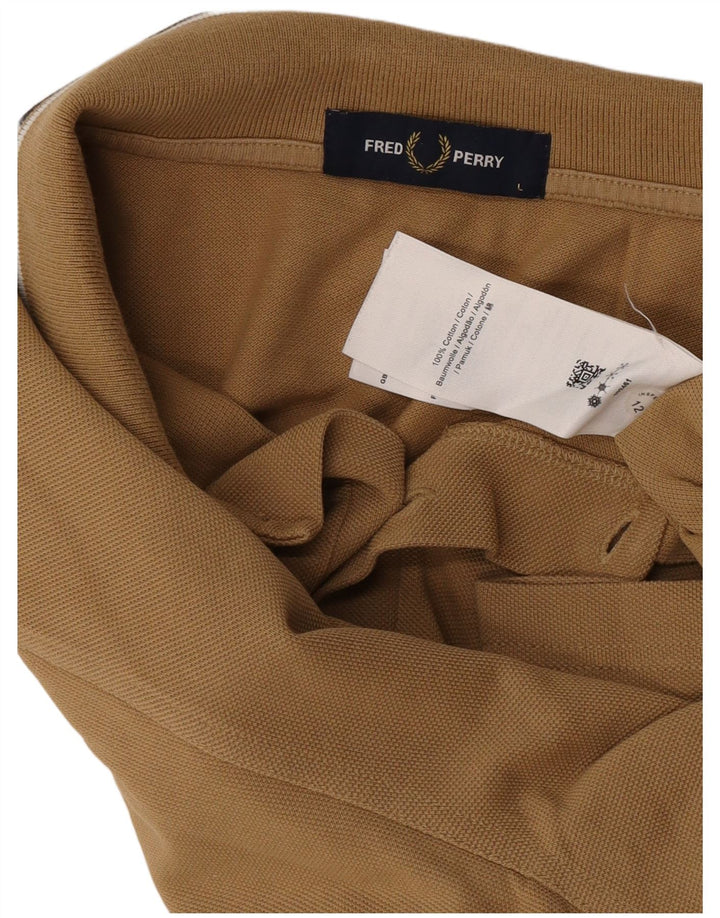 Мужская рубашка-поло Fred Perry, большой размер, бежевый хлопок