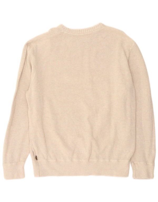 Мужской джемпер с круглым вырезом EDDIE BAUER, большой бежевый хлопковый свитер