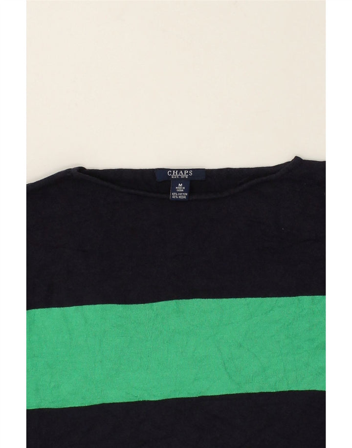 CHAPS Womens Boat Neck Jumper Sweater UK 14 Medium Navy Blue Colourblock | Vintage Chaps | Thrift | Second-Hand Chaps | Used Clothing | Messina Hembry 
