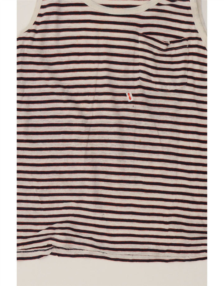 LEVI'S Womens Vest Top UK 14 Medium White Striped Vintage Levi's and Second-Hand Levi's from Messina Hembry 
