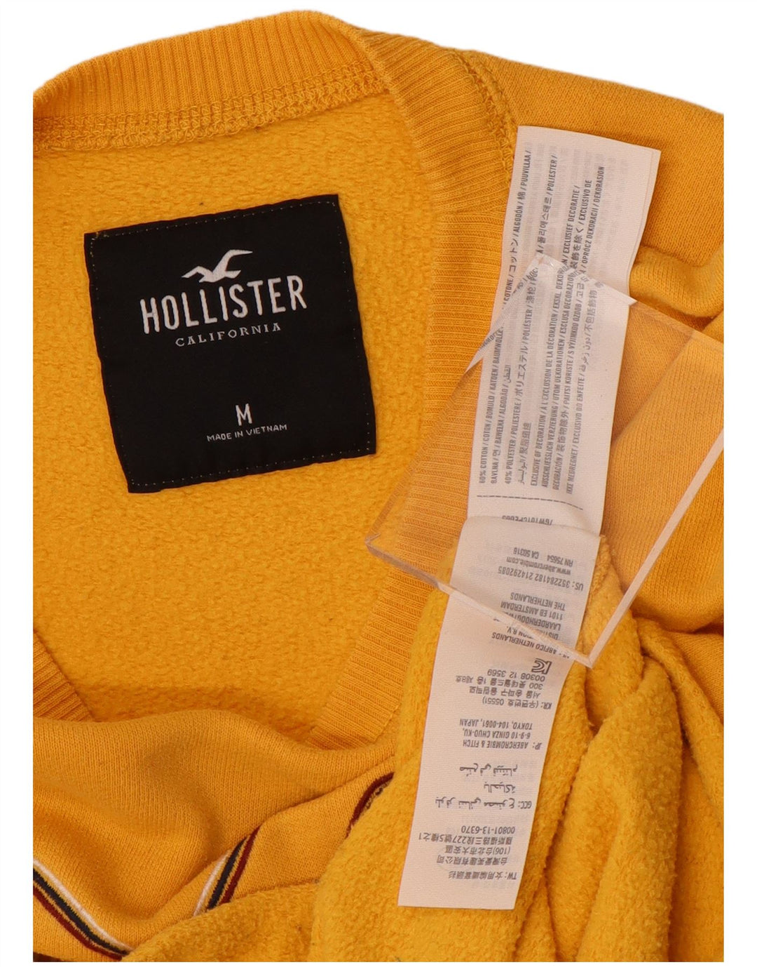 Женский укороченный свитшот с рисунком HOLLISTER UK 14, хлопок среднего желтого цвета