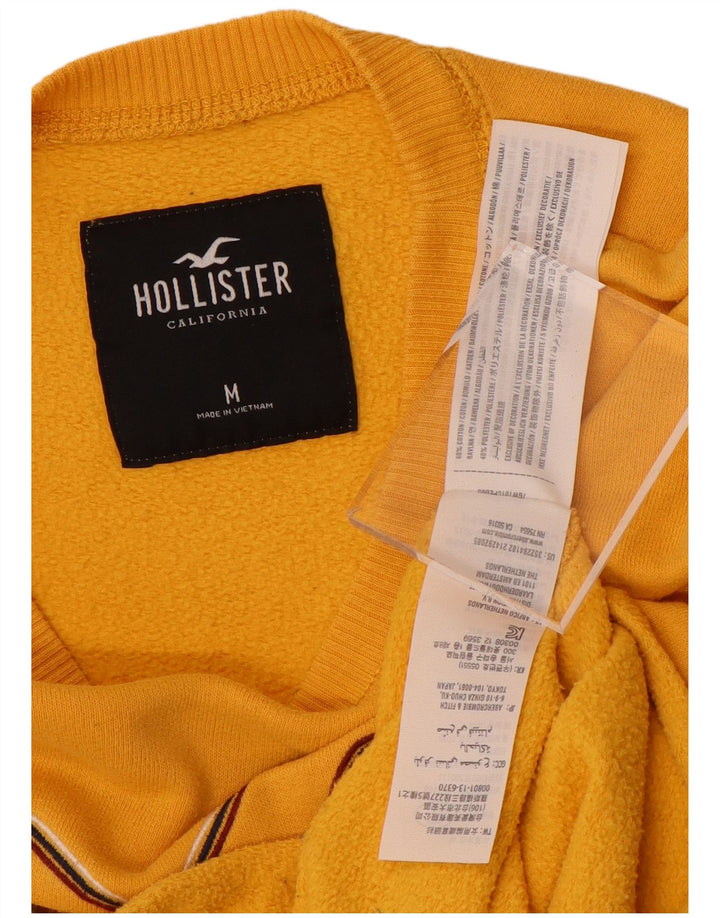 Женский укороченный свитшот с рисунком HOLLISTER UK 14, хлопок среднего желтого цвета