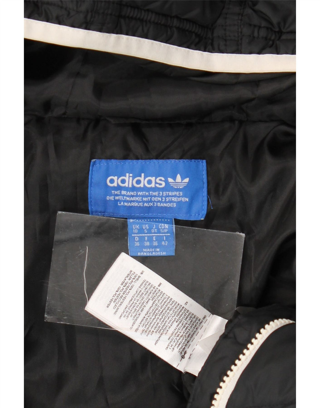 Женская утепленная куртка Adidas с капюшоном UK 10, маленькая, черный полиэстер