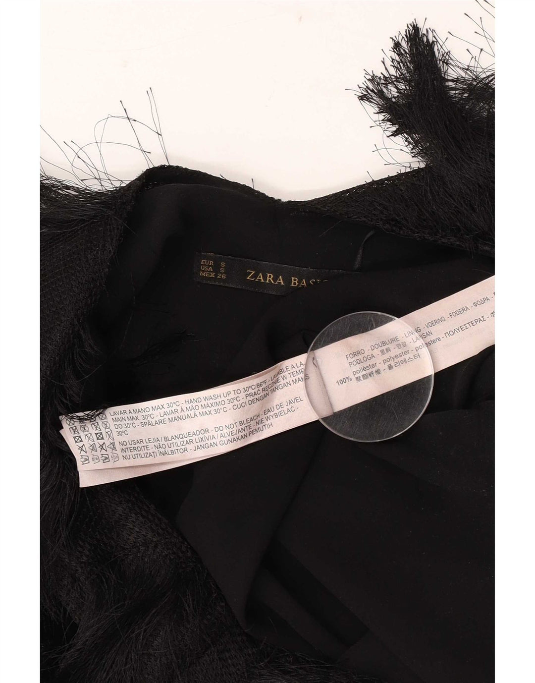 Женская укороченная блузка без рукавов Zara UK 10, маленький черный полиэстер