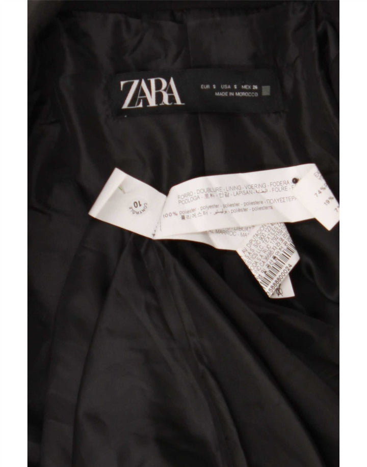 Zara Мужской двубортный пиджак UK 36 Маленький черный полиэстер