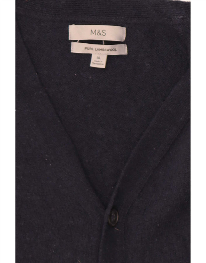 Мужской кардиган-свитер Marks & Spencer XL темно-синий из овечьей шерсти