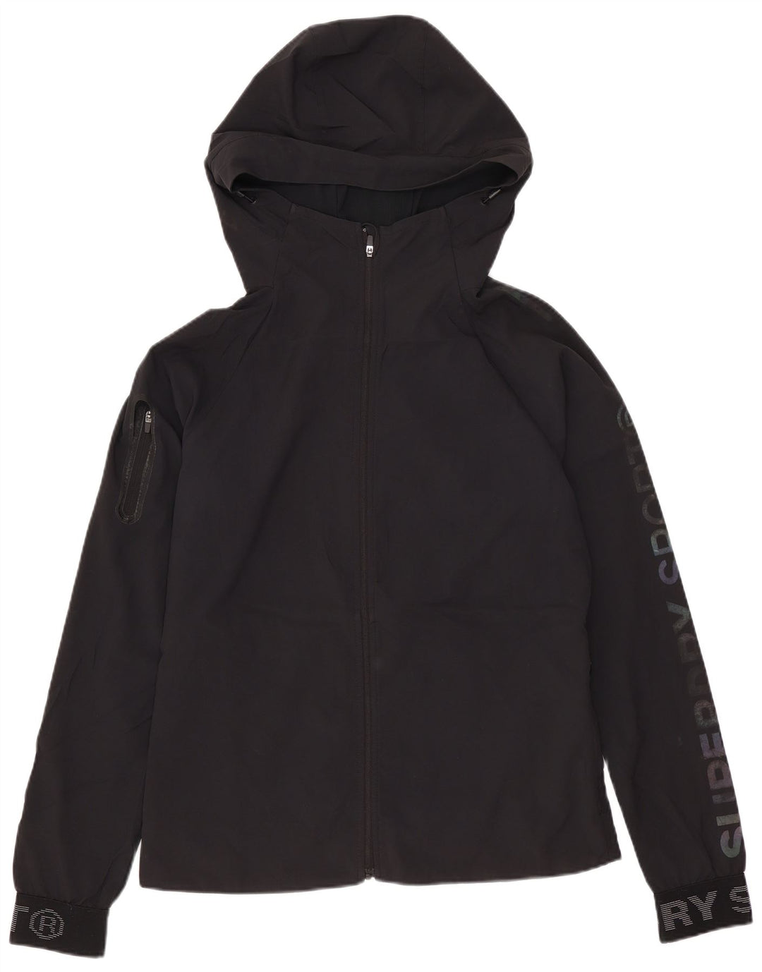 Женская ветровка с капюшоном Superdry UK 8, маленький черный полиэстер