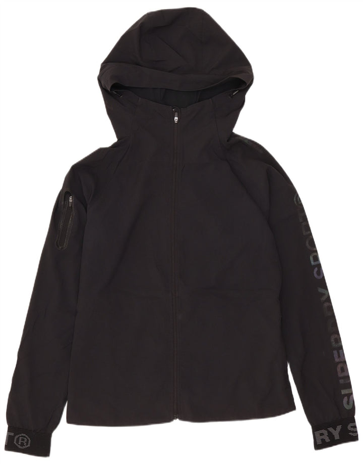 Женская ветровка с капюшоном Superdry UK 8, маленький черный полиэстер