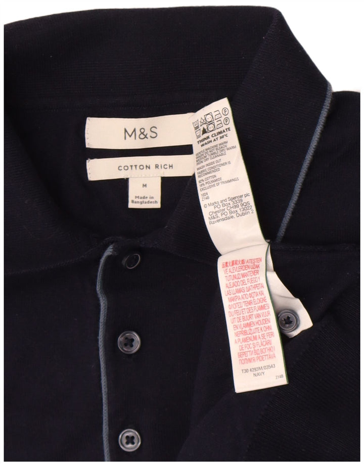 Мужская рубашка поло Marks & Spencer среднего размера, темно-синяя, хлопковая