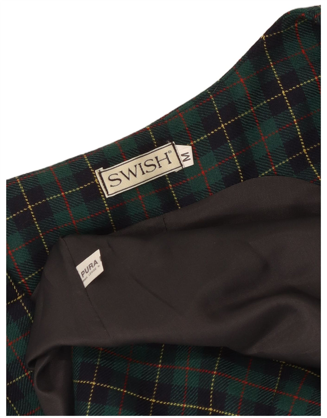 Женский сарафан Swish UK 12, шерсть в зеленую клетку среднего размера