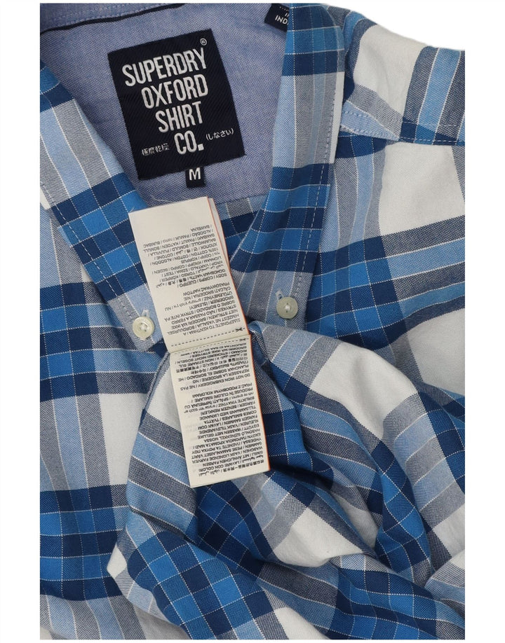 Мужская рубашка с коротким рукавом Superdry, хлопковая синяя клетка среднего размера