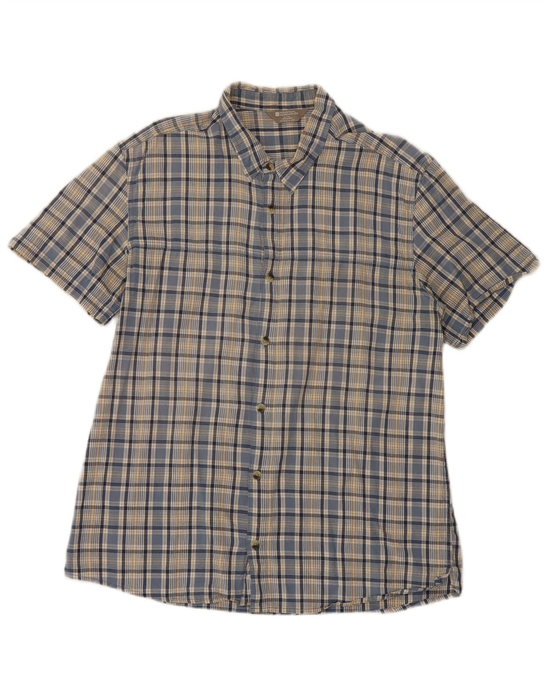 Мужская рубашка с коротким рукавом Mountain Warehouse, XL, синяя клетка, хлопок