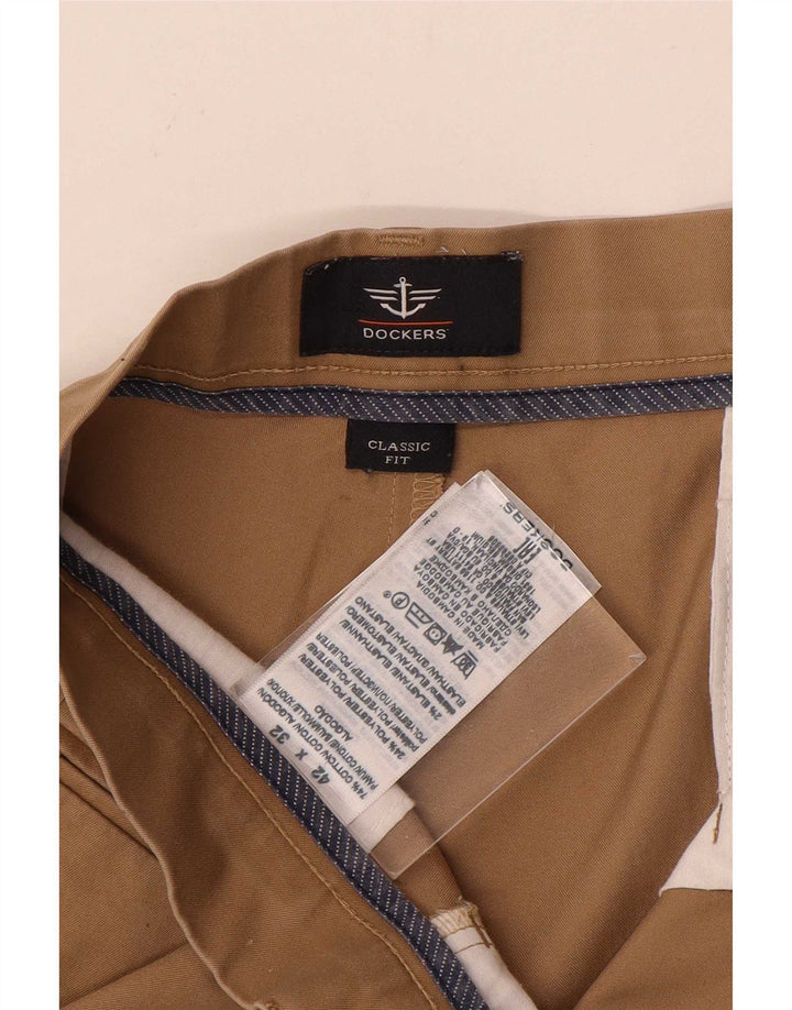 Мужские брюки-чиносы Dockers классического кроя W42 L32 бежевого цвета из полиэстера