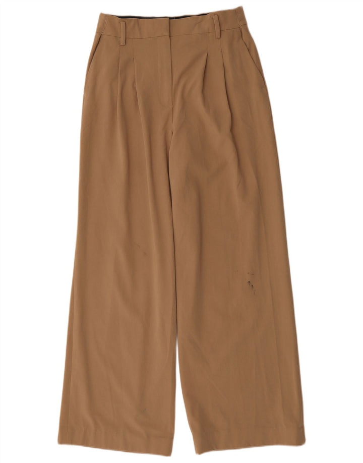Женские широкие брюки чинос Zara, средние W28 L30, коричневые, полиэстер
