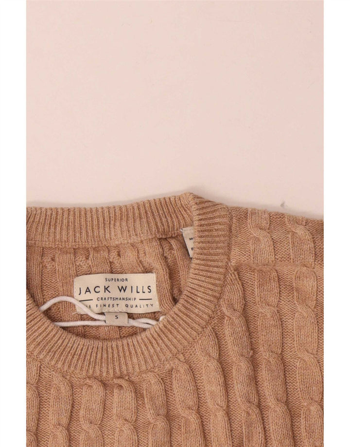 Мужской джемпер с круглым вырезом Jack Wills, маленький бежевый хлопковый свитер