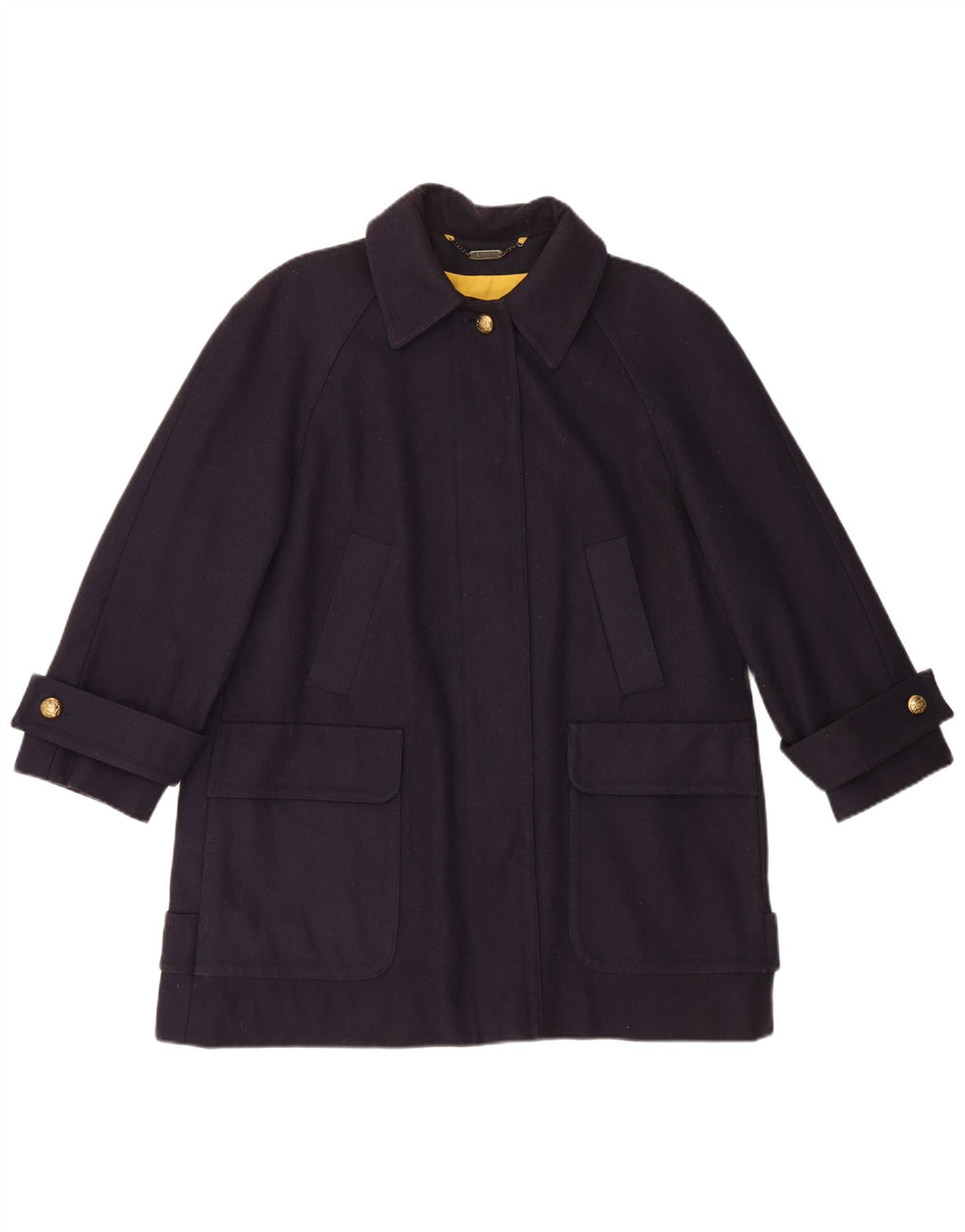 Женское пальто большого размера Aquascutum UK 16, большое темно-синее шерстяное пальто