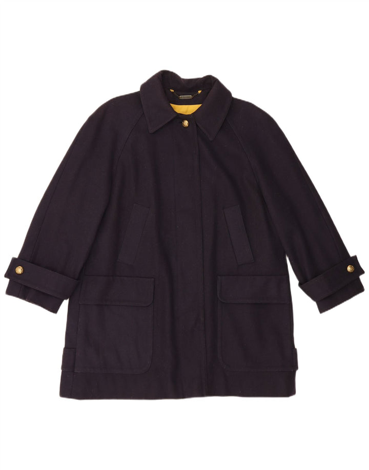 Женское пальто большого размера Aquascutum UK 16, большое темно-синее шерстяное пальто