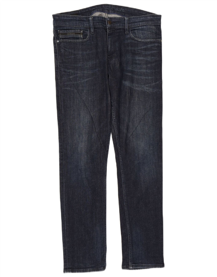 Мужские узкие джинсы Calvin Klein W33 L32, темно-синий хлопок