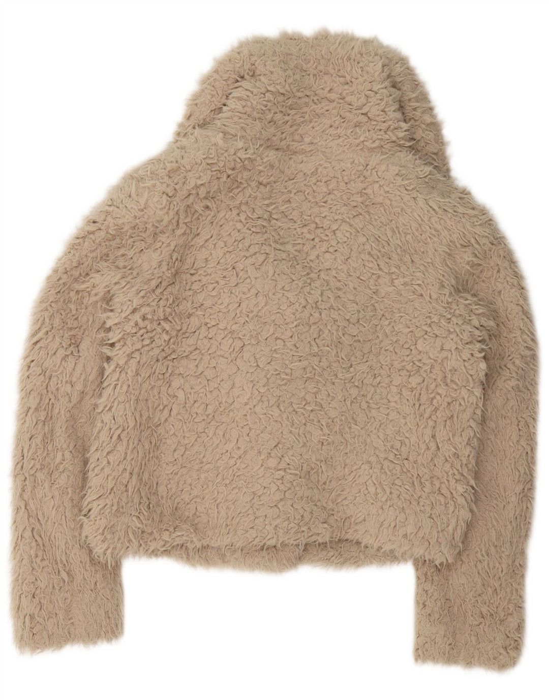 Женская укороченная куртка Teddy Bear большого размера Zara UK 10, маленький размер, бежевый полиэстер