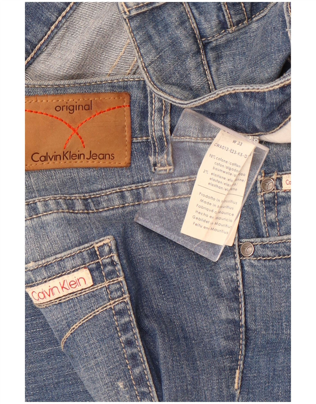 Женские потертые прямые джинсы Calvin Klein W33 L32, синий хлопок