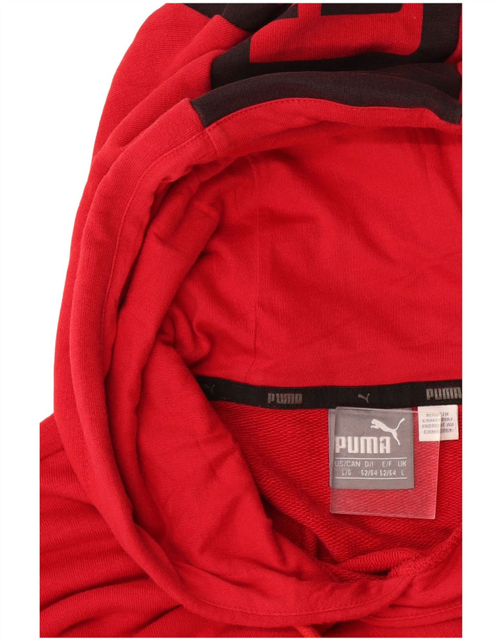 Мужская худи с рисунком PUMA, большая, красная, с цветными блоками