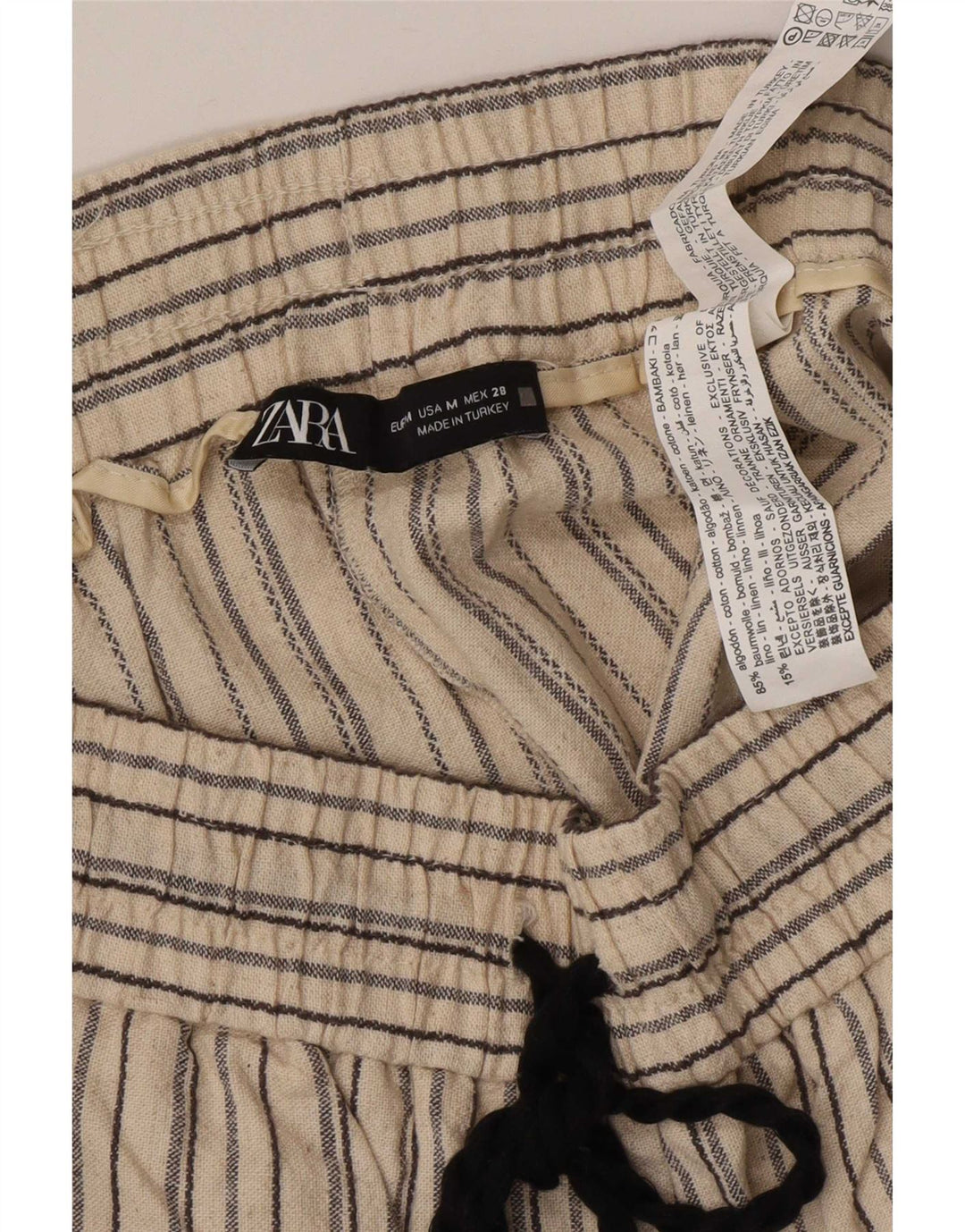 Женские шорты чинос Zara Medium W28, хлопковые бежевые полоски