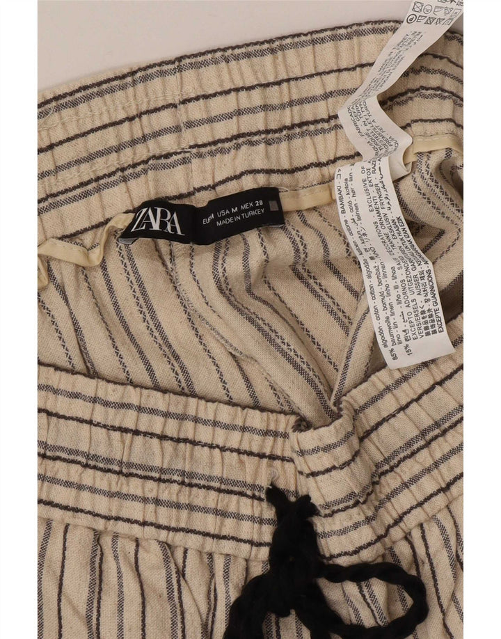 Женские шорты чинос Zara Medium W28, хлопковые бежевые полоски