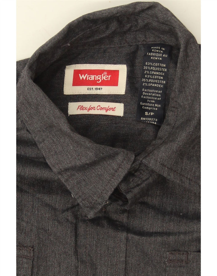 WRANGLER Mens Flannel Shirt Small Grey Cotton Vintage Wrangler and Second-Hand Wrangler from Messina Hembry 