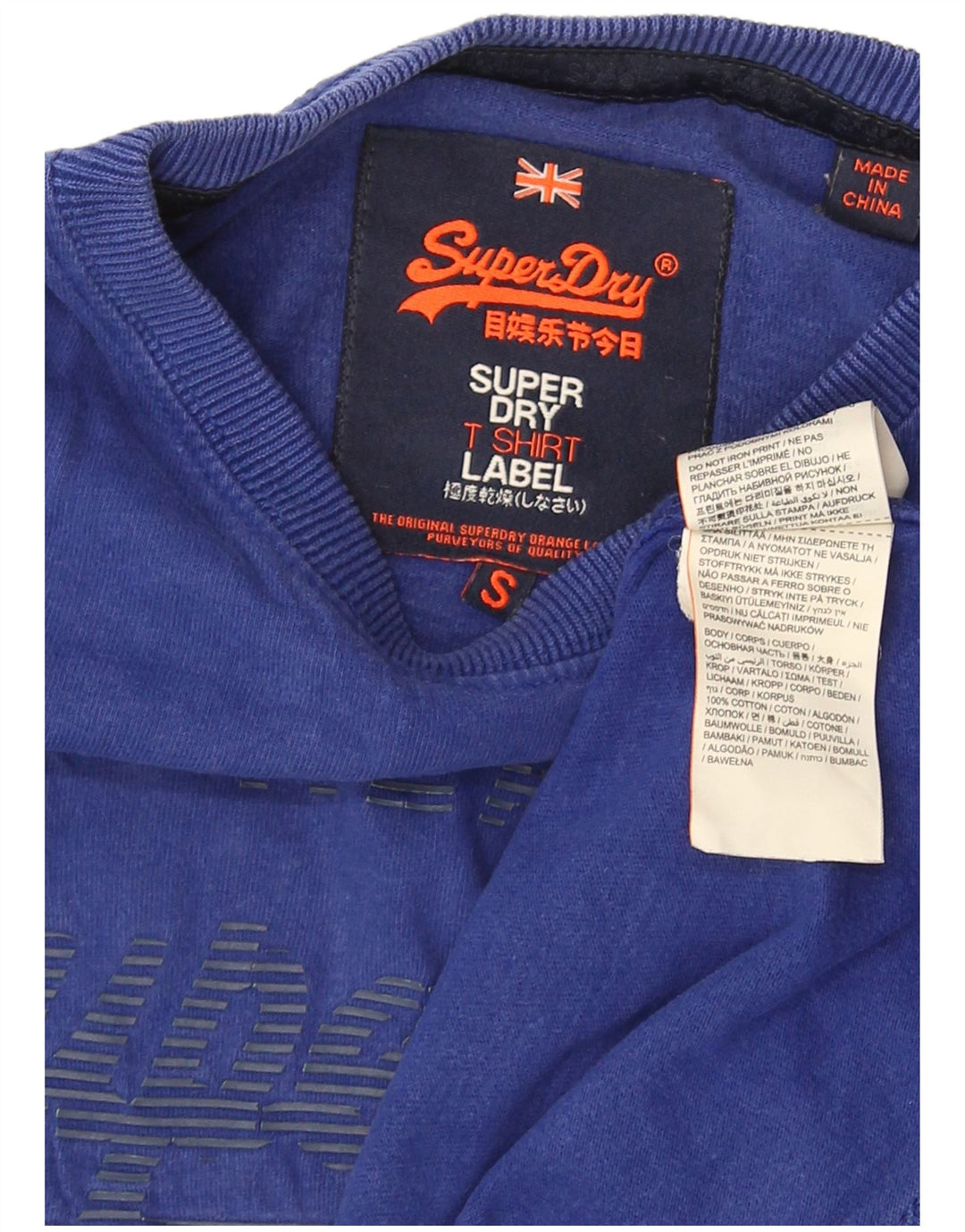 Superdry Мужская футболка с рисунком, маленький синий хлопок