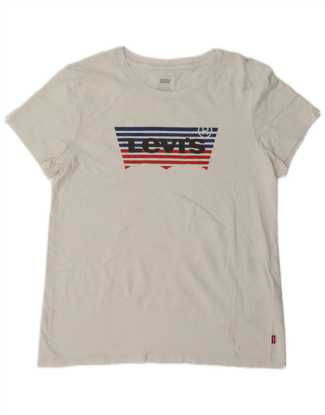 Женская футболка с рисунком Levi's Top UK 14, средний белый хлопок, белый цвет