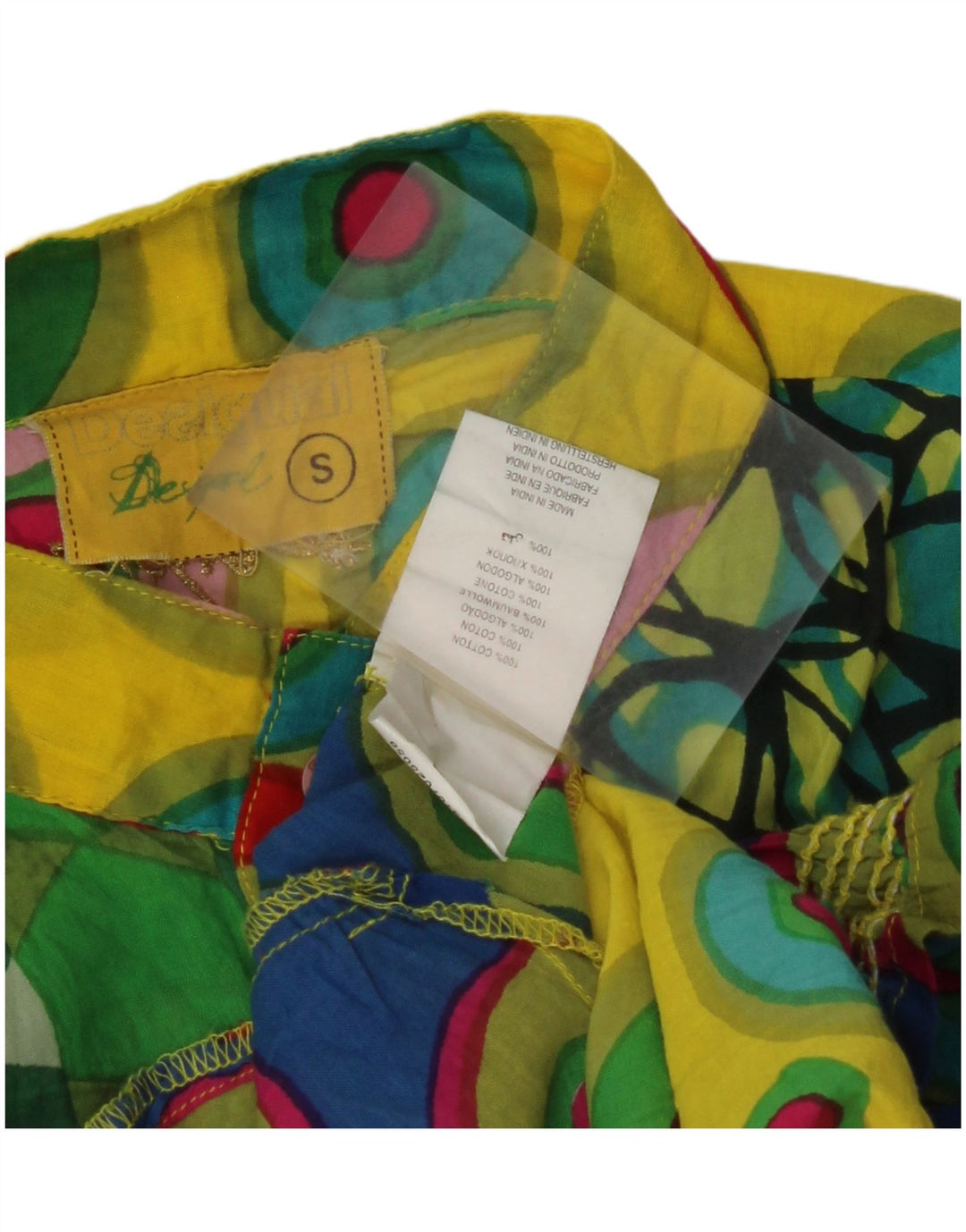 Женская блузка DESIGUAL Top UK 10, маленький разноцветный хлопок с геометрическим узором