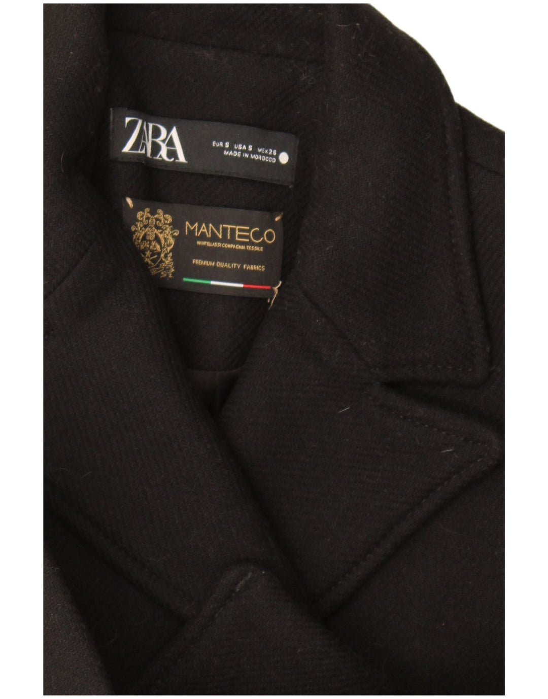 Женский двубортный пиджак Zara UK 10, маленький черный
