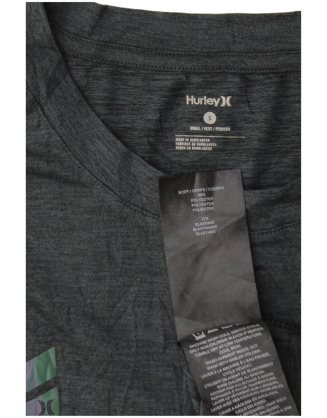 Мужская футболка Hurley Petit, маленький серый полиэстер