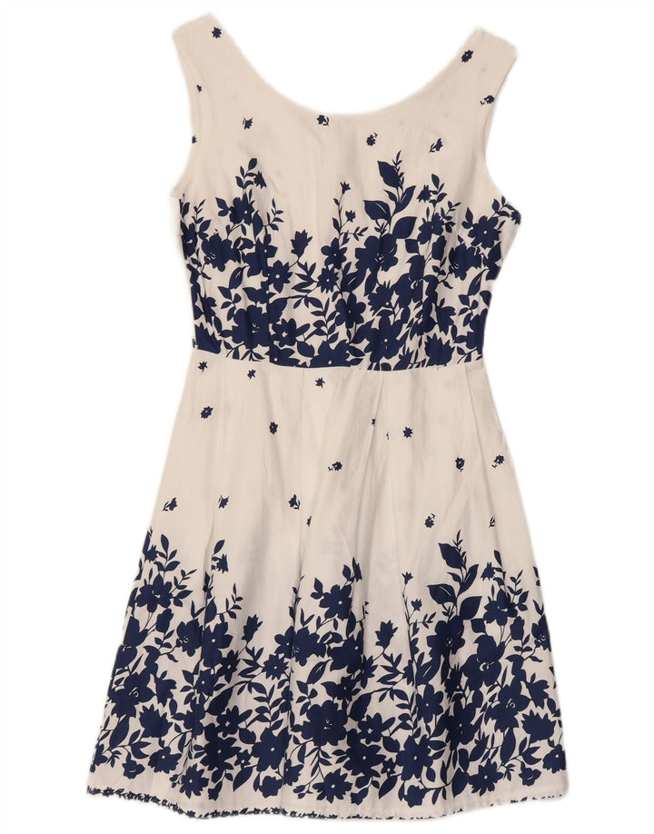 ВИНТАЖНОЕ женское платье А-силуэта без рукавов, Великобритания, 8 маленьких белых цветов, хлопок