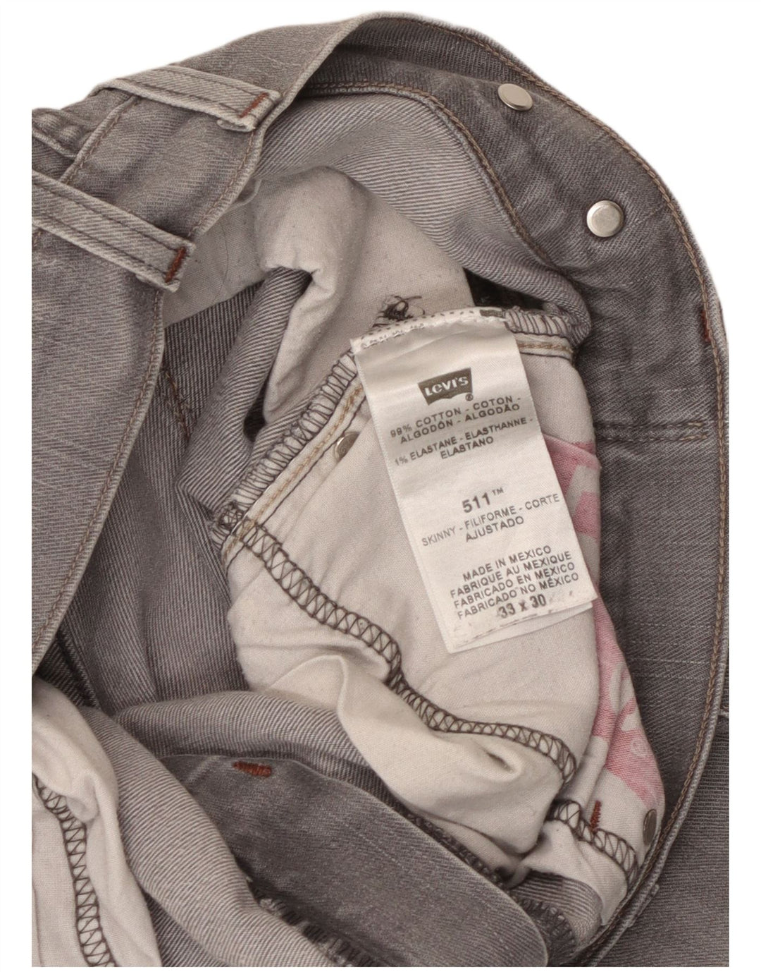 Женские джинсы скинни Levi's 511 W33 L30 Серые хлопковые