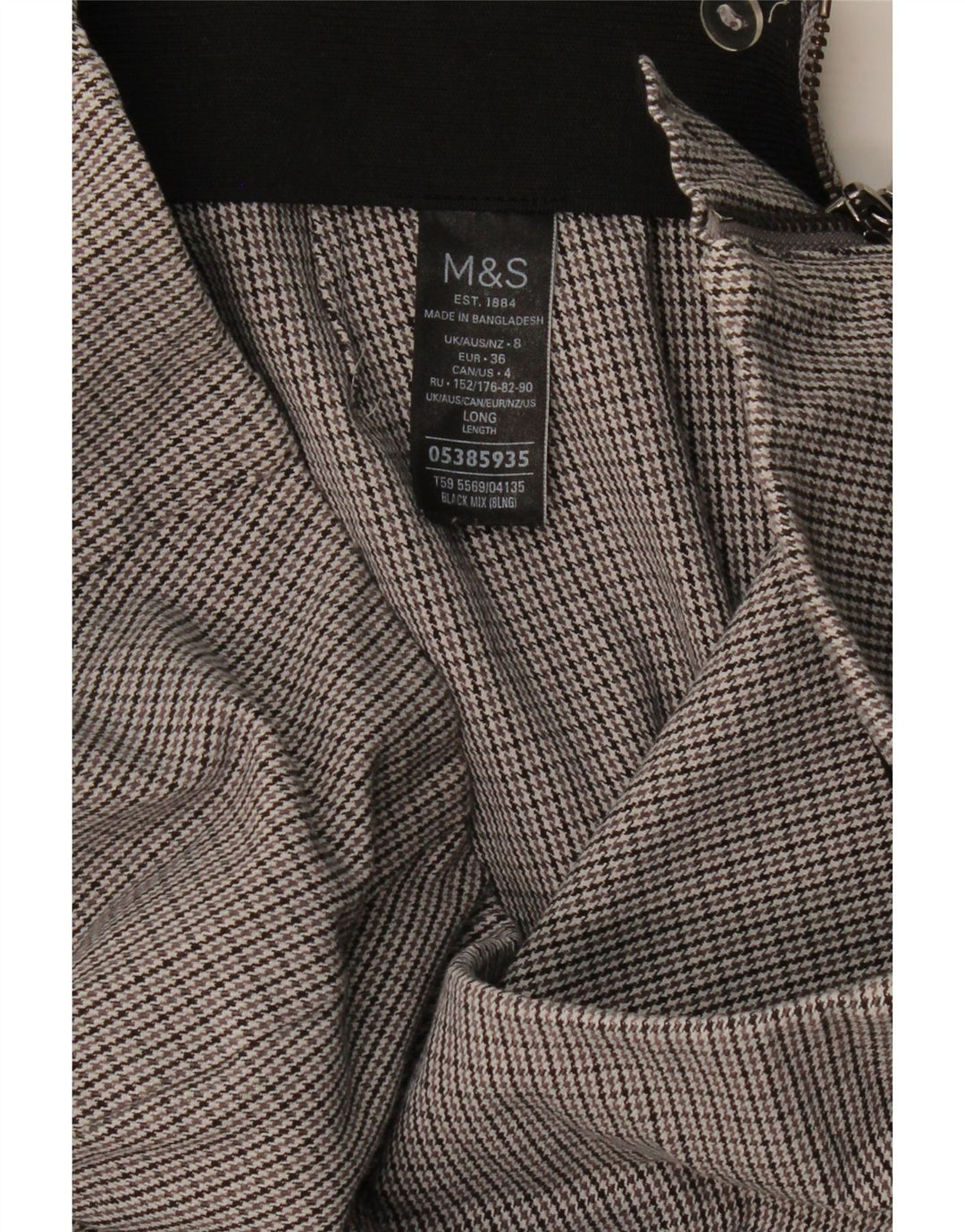 Женские узкие брюки Marks & Spencer UK 8 Small W26 L28 Серые с узором "гусиные лапки"