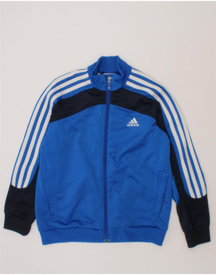 ADIDAS Boys Graphic Tracksuit Top Jacket 7-8 Years Blue Colourblock Vintage Adidas and Second-Hand Adidas from Messina Hembry 