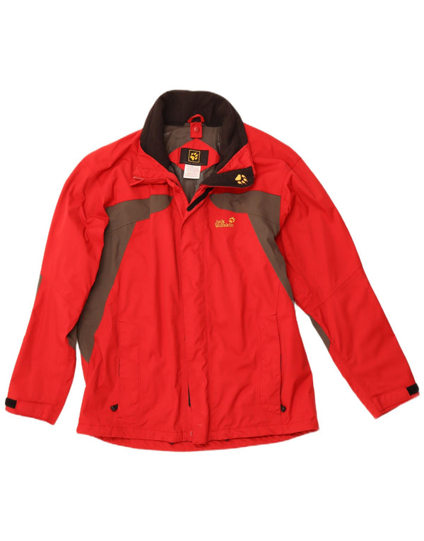 Мужская дождевик JACK WOLFSKIN UK 44/46 XL Красный Полиамид с цветными блоками