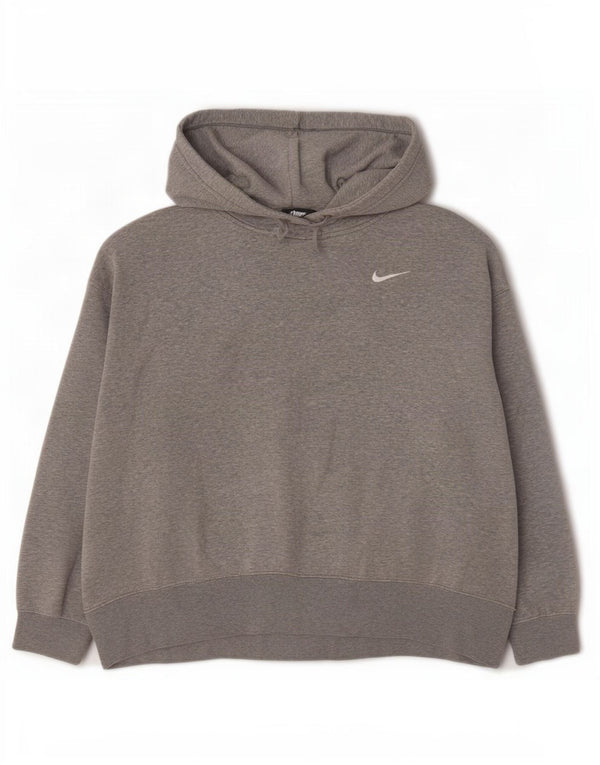 Женский джемпер с капюшоном оверсайз Nike UK 18 XL, серый хлопок с крапинками