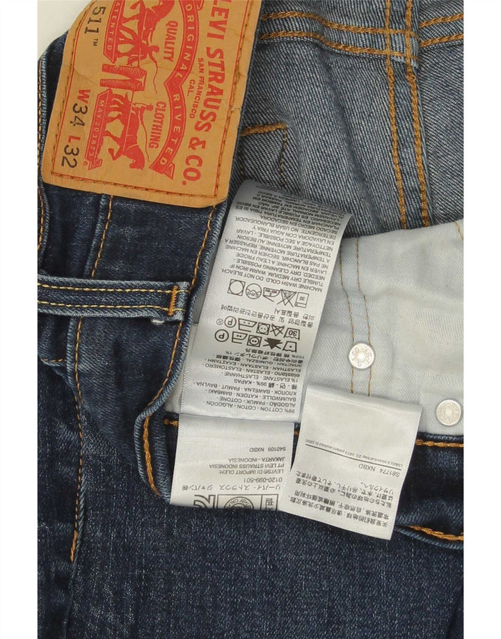 Мужские джинсы Levi's 511 Slim W34 L32 Темно-синие, хлопок