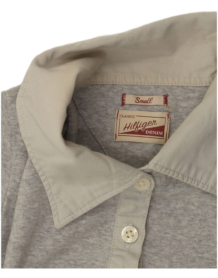 TOMMY HILFIGER Женская рубашка-поло с длинным рукавом UK 8, маленькая серая