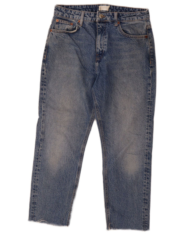 Topshop Womens High Waist Cropped Jeans UK 12 Medium W30 L24 Blue Cotton