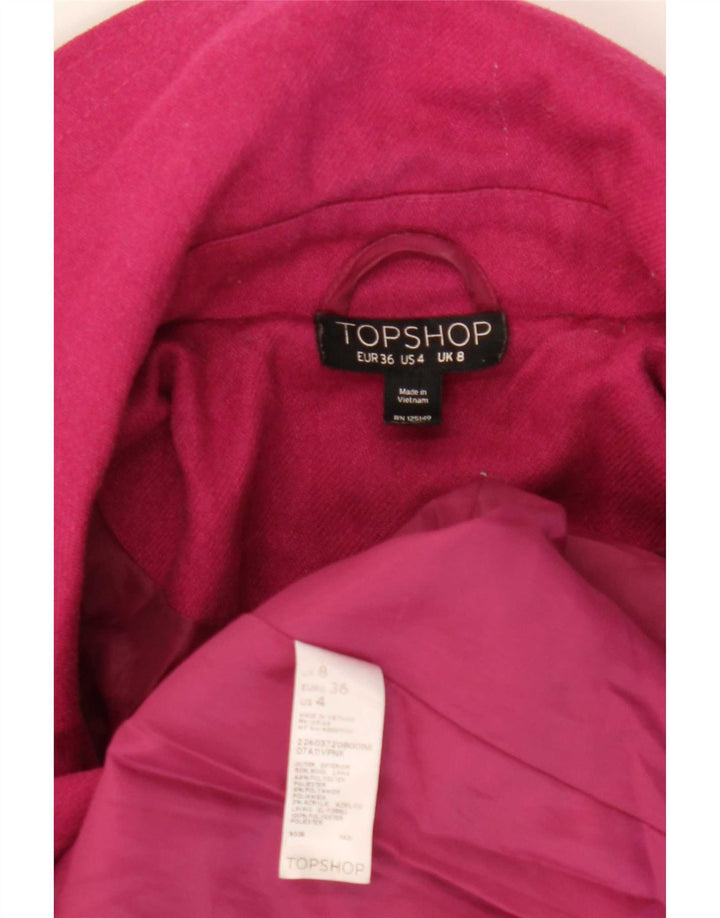 Женское пальто Topshop UK 8 маленькое розовое из шерсти
