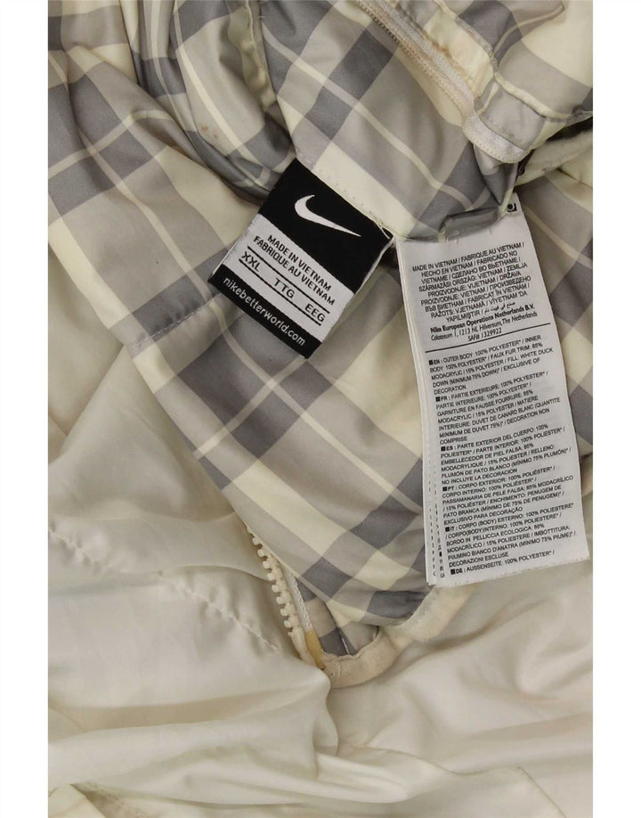 Мужская двусторонняя утепленная куртка с капюшоном Nike UK 44 2XL, полиэстер в клетку белого цвета
